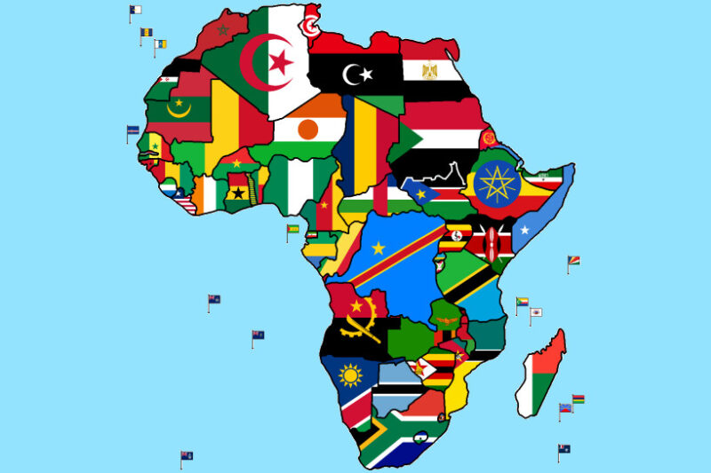 A map of Africa designed using the maps of many African countries